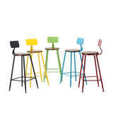Industrial Armless Backrest Counter Stool Iron Cafe Bar Stool with Wooden Seat and Pedal Clearhalo 'Bar Furniture' 'Bar Stools' 'bar_stools' 'furn' 'furn_bar_stools' 'Furniture' 'Kitchen & Dining Furniture' 6123712
