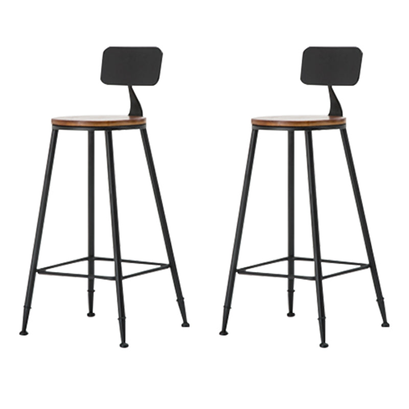 Industrial Armless Backrest Counter Stool Iron Cafe Bar Stool with Wooden Seat and Pedal Black 2 Piece Set Bar Stool(30"H) Clearhalo 'Bar Furniture' 'Bar Stools' 'bar_stools' 'furn' 'furn_bar_stools' 'Furniture' 'Kitchen & Dining Furniture' 6123713