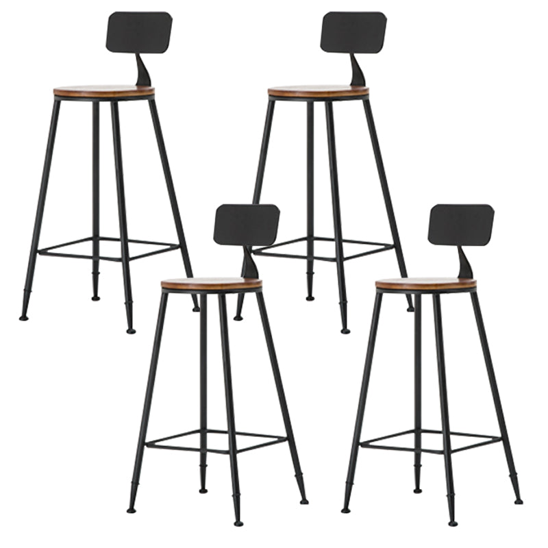 Industrial Armless Backrest Counter Stool Iron Cafe Bar Stool with Wooden Seat and Pedal Black 4 Piece Set Bar Stool(30"H) Clearhalo 'Bar Furniture' 'Bar Stools' 'bar_stools' 'furn' 'furn_bar_stools' 'Furniture' 'Kitchen & Dining Furniture' 6123714