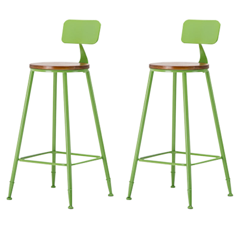 Industrial Armless Backrest Counter Stool Iron Cafe Bar Stool with Wooden Seat and Pedal Green 2 Piece Set Counter Stool(26"H) Clearhalo 'Bar Furniture' 'Bar Stools' 'bar_stools' 'furn' 'furn_bar_stools' 'Furniture' 'Kitchen & Dining Furniture' 6123726