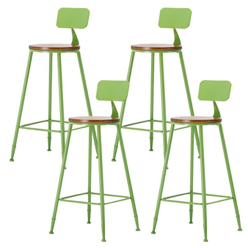 Industrial Armless Backrest Counter Stool Iron Cafe Bar Stool with Wooden Seat and Pedal Green 4 Piece Set Counter Stool(26"H) Clearhalo 'Bar Furniture' 'Bar Stools' 'bar_stools' 'furn' 'furn_bar_stools' 'Furniture' 'Kitchen & Dining Furniture' 6123727