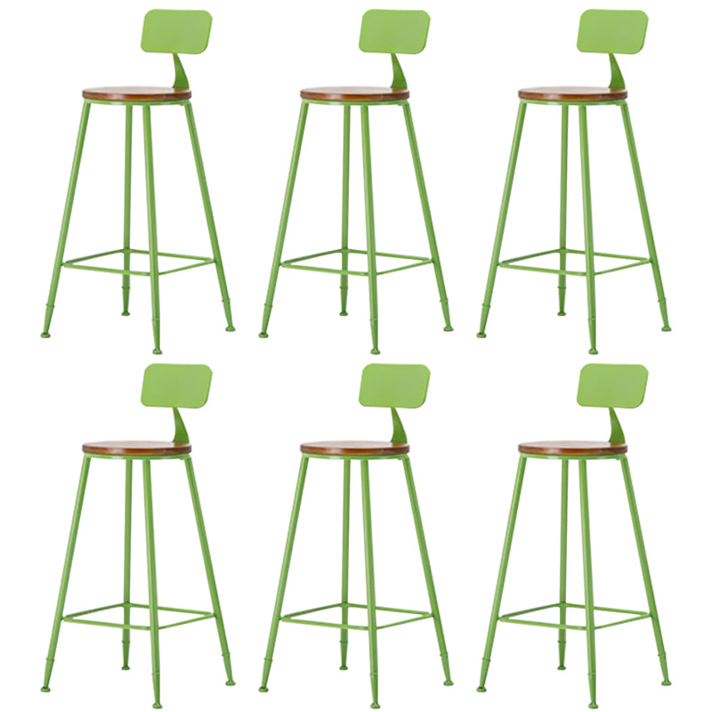 Industrial Armless Backrest Counter Stool Iron Cafe Bar Stool with Wooden Seat and Pedal Green 6 Piece Set Counter Stool(26"H) Clearhalo 'Bar Furniture' 'Bar Stools' 'bar_stools' 'furn' 'furn_bar_stools' 'Furniture' 'Kitchen & Dining Furniture' 6123728
