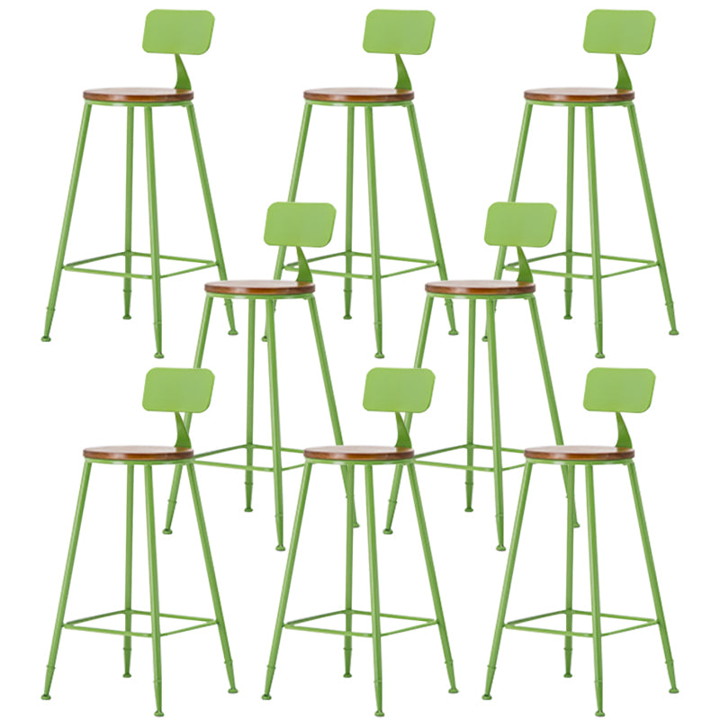 Industrial Armless Backrest Counter Stool Iron Cafe Bar Stool with Wooden Seat and Pedal Green 8 Piece Set Counter Stool(26"H) Clearhalo 'Bar Furniture' 'Bar Stools' 'bar_stools' 'furn' 'furn_bar_stools' 'Furniture' 'Kitchen & Dining Furniture' 6123729