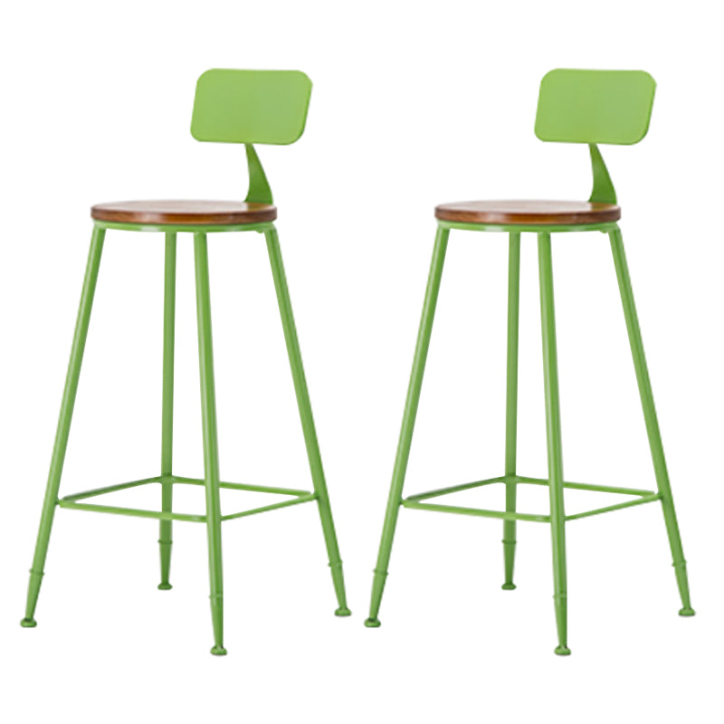 Industrial Armless Backrest Counter Stool Iron Cafe Bar Stool with Wooden Seat and Pedal Green 2 Piece Set Bar Stool(30"H) Clearhalo 'Bar Furniture' 'Bar Stools' 'bar_stools' 'furn' 'furn_bar_stools' 'Furniture' 'Kitchen & Dining Furniture' 6123730