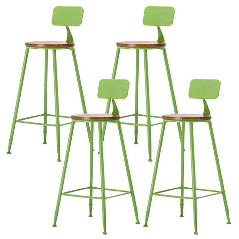 Industrial Armless Backrest Counter Stool Iron Cafe Bar Stool with Wooden Seat and Pedal Green 4 Piece Set Bar Stool(30"H) Clearhalo 'Bar Furniture' 'Bar Stools' 'bar_stools' 'furn' 'furn_bar_stools' 'Furniture' 'Kitchen & Dining Furniture' 6123731