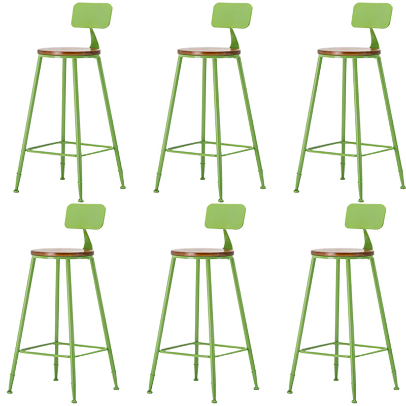 Industrial Armless Backrest Counter Stool Iron Cafe Bar Stool with Wooden Seat and Pedal Green 6 Piece Set Bar Stool(30"H) Clearhalo 'Bar Furniture' 'Bar Stools' 'bar_stools' 'furn' 'furn_bar_stools' 'Furniture' 'Kitchen & Dining Furniture' 6123732