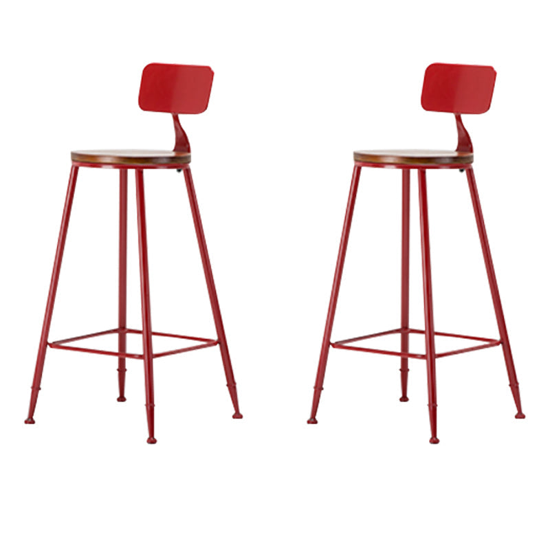Industrial Armless Backrest Counter Stool Iron Cafe Bar Stool with Wooden Seat and Pedal Red 2 Piece Set Counter Stool(26"H) Clearhalo 'Bar Furniture' 'Bar Stools' 'bar_stools' 'furn' 'furn_bar_stools' 'Furniture' 'Kitchen & Dining Furniture' 6123734
