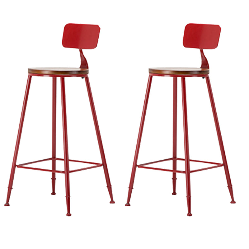Industrial Armless Backrest Counter Stool Iron Cafe Bar Stool with Wooden Seat and Pedal Red 2 Piece Set Bar Stool(30"H) Clearhalo 'Bar Furniture' 'Bar Stools' 'bar_stools' 'furn' 'furn_bar_stools' 'Furniture' 'Kitchen & Dining Furniture' 6123738