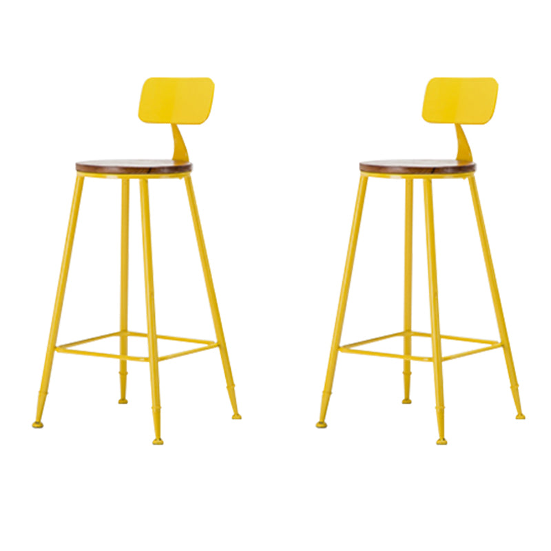 Industrial Armless Backrest Counter Stool Iron Cafe Bar Stool with Wooden Seat and Pedal Yellow 2 Piece Set Counter Stool(26"H) Clearhalo 'Bar Furniture' 'Bar Stools' 'bar_stools' 'furn' 'furn_bar_stools' 'Furniture' 'Kitchen & Dining Furniture' 6123742
