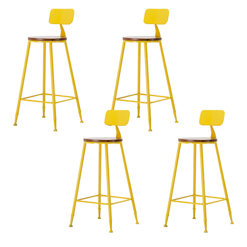 Industrial Armless Backrest Counter Stool Iron Cafe Bar Stool with Wooden Seat and Pedal Yellow 4 Piece Set Counter Stool(26"H) Clearhalo 'Bar Furniture' 'Bar Stools' 'bar_stools' 'furn' 'furn_bar_stools' 'Furniture' 'Kitchen & Dining Furniture' 6123743