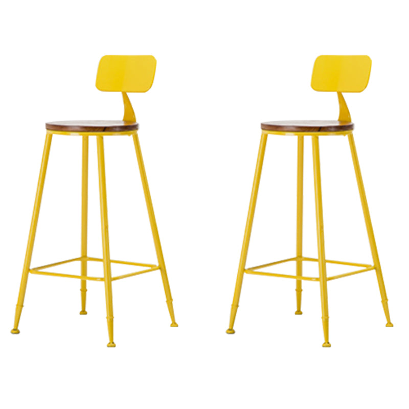 Industrial Armless Backrest Counter Stool Iron Cafe Bar Stool with Wooden Seat and Pedal Yellow 2 Piece Set Bar Stool(30"H) Clearhalo 'Bar Furniture' 'Bar Stools' 'bar_stools' 'furn' 'furn_bar_stools' 'Furniture' 'Kitchen & Dining Furniture' 6123746