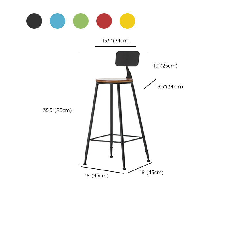 Industrial Armless Backrest Counter Stool Iron Cafe Bar Stool with Wooden Seat and Pedal Clearhalo 'Bar Furniture' 'Bar Stools' 'bar_stools' 'furn' 'furn_bar_stools' 'Furniture' 'Kitchen & Dining Furniture' 6123750