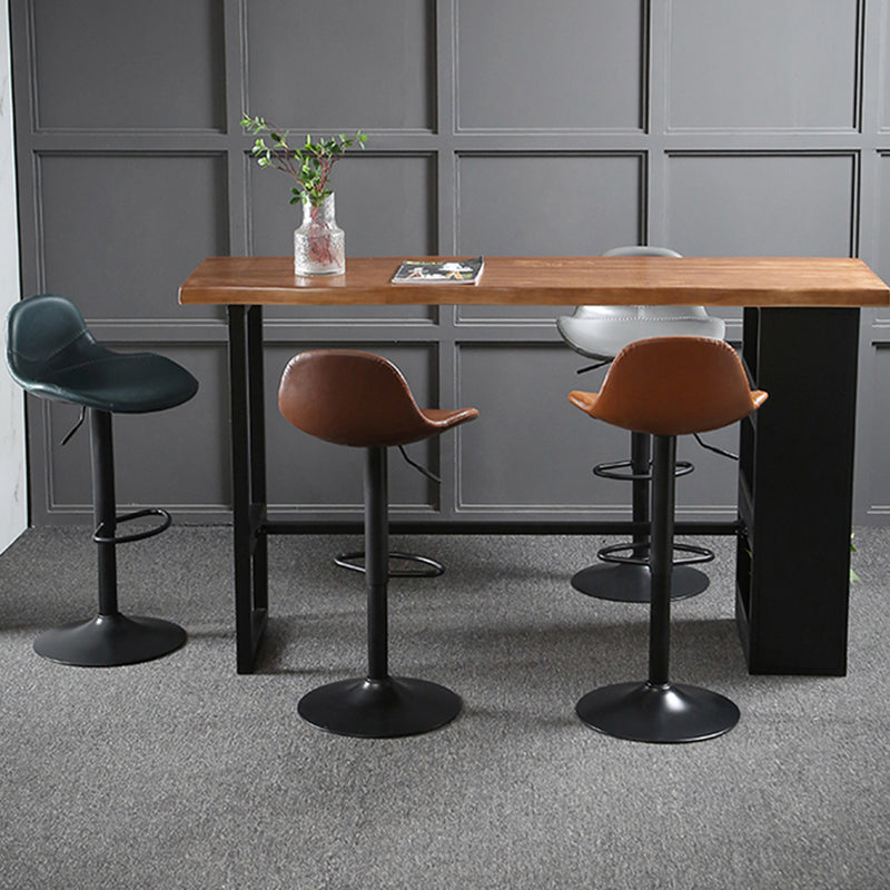 Modern Adjustable Leather Bar Stool Footrest Swivel Dining Stool for Living Room