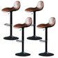 Modern Adjustable Leather Bar Stool Footrest Swivel Dining Stool for Living Room