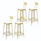 Square Glam Metal Bar Stools Footrest Coffee Shop Backrest  Counter Bar Stool