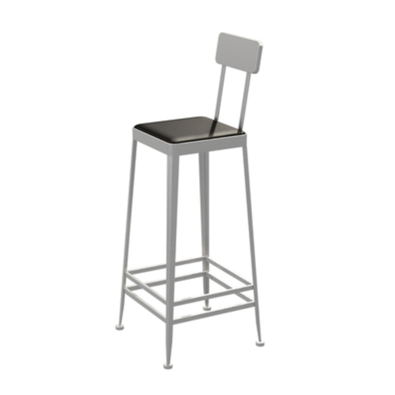 Square Glam Metal Bar Stools Footrest Coffee Shop Backrest  Counter Bar Stool