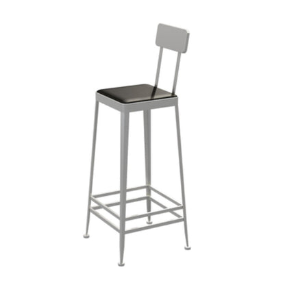Square Glam Metal Bar Stools Footrest Coffee Shop Backrest  Counter Bar Stool