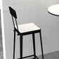 Square Glam Metal Bar Stools Footrest Coffee Shop Backrest  Counter Bar Stool