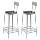 Square Glam Metal Bar Stools Footrest Coffee Shop Backrest  Counter Bar Stool