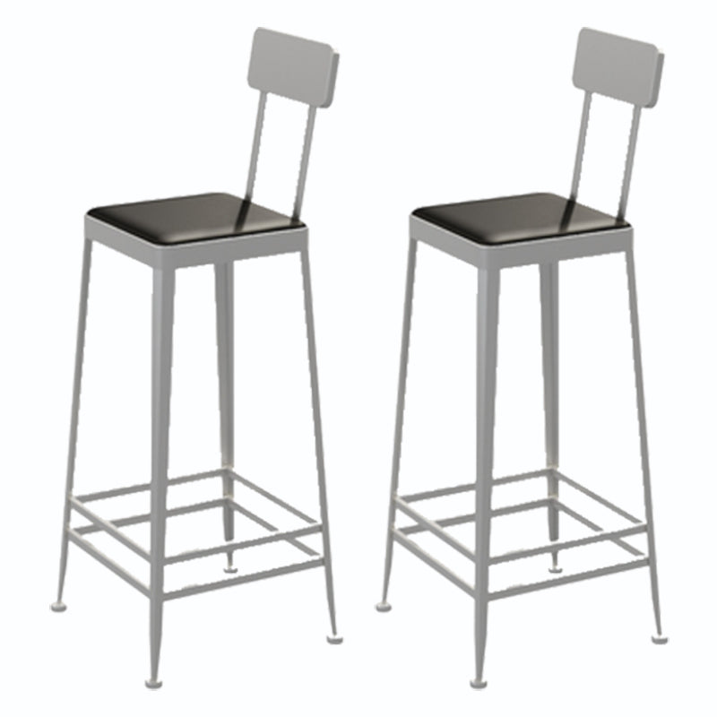 Square Glam Metal Bar Stools Footrest Coffee Shop Backrest  Counter Bar Stool