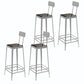Square Glam Metal Bar Stools Footrest Coffee Shop Backrest  Counter Bar Stool