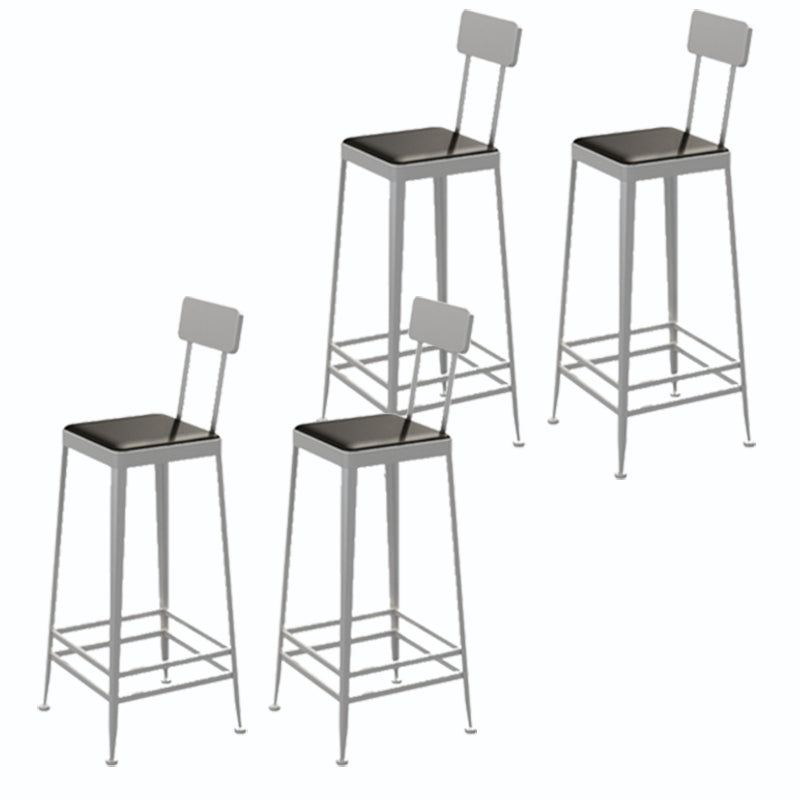 Square Glam Metal Bar Stools Footrest Coffee Shop Backrest  Counter Bar Stool