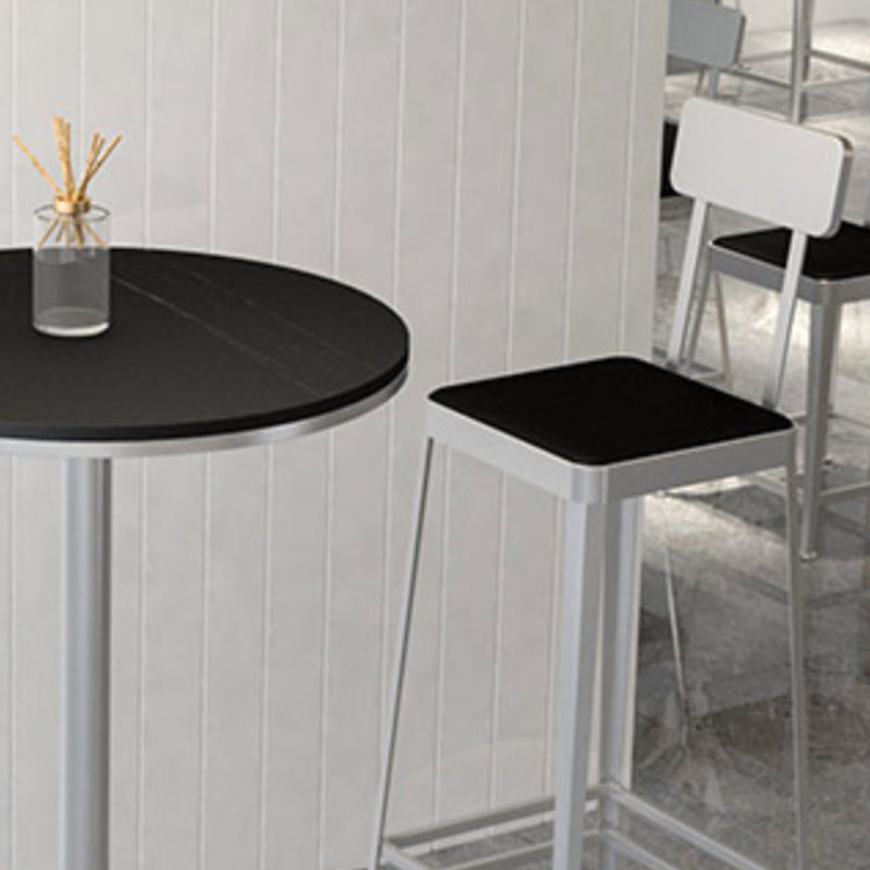 Square Glam Metal Bar Stools Footrest Coffee Shop Backrest  Counter Bar Stool