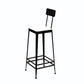 Square Glam Metal Bar Stools Footrest Coffee Shop Backrest  Counter Bar Stool