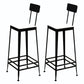 Square Glam Metal Bar Stools Footrest Coffee Shop Backrest  Counter Bar Stool