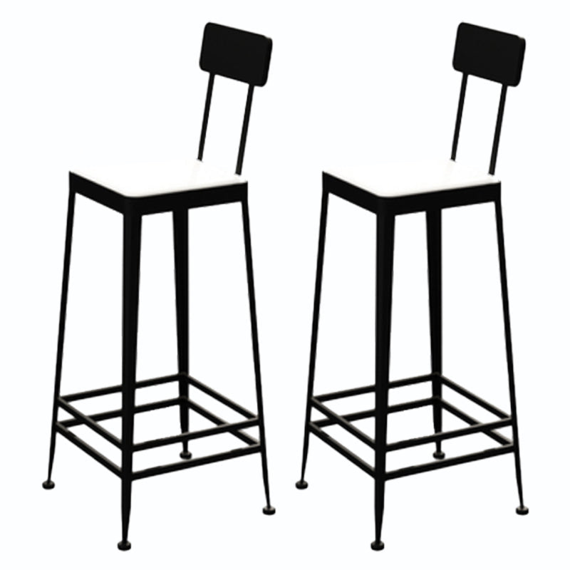 Square Glam Metal Bar Stools Footrest Coffee Shop Backrest  Counter Bar Stool