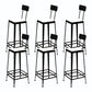 Square Glam Metal Bar Stools Footrest Coffee Shop Backrest  Counter Bar Stool