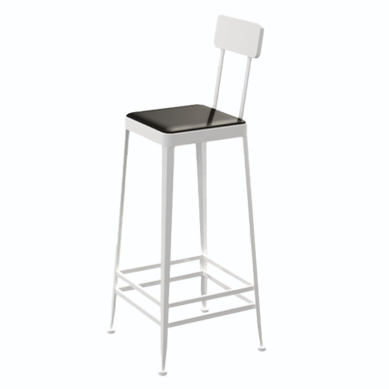 Square Glam Metal Bar Stools Footrest Coffee Shop Backrest  Counter Bar Stool