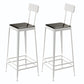 Square Glam Metal Bar Stools Footrest Coffee Shop Backrest  Counter Bar Stool