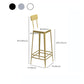 Square Glam Metal Bar Stools Footrest Coffee Shop Backrest  Counter Bar Stool