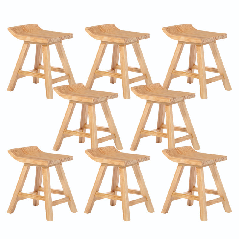 Indoor Modern Footrest Bar Stool Solid Wood Bar & Counter Stool in Natural 8 Piece Set Short Stool(22"H) Clearhalo 'Bar Furniture' 'Bar Stools' 'bar_stools' 'furn' 'furn_bar_stools' 'Furniture' 'Kitchen & Dining Furniture' 6123987