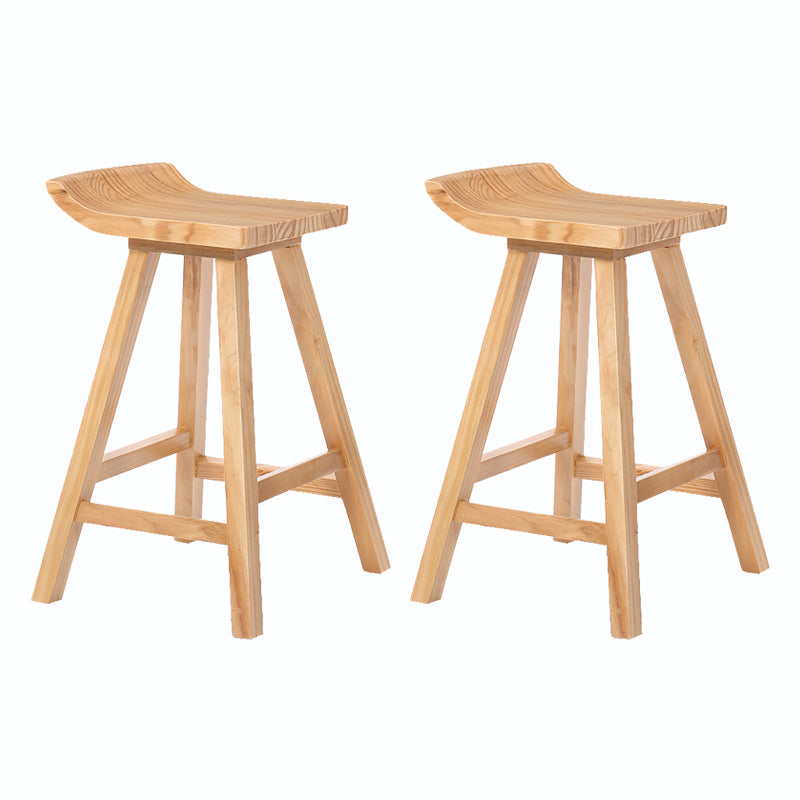 Indoor Modern Footrest Bar Stool Solid Wood Bar & Counter Stool in Natural 2 Piece Set Counter Stool(26"H) Clearhalo 'Bar Furniture' 'Bar Stools' 'bar_stools' 'furn' 'furn_bar_stools' 'Furniture' 'Kitchen & Dining Furniture' 6123989