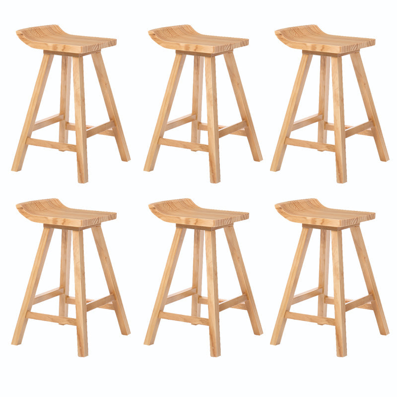 Indoor Modern Footrest Bar Stool Solid Wood Bar & Counter Stool in Natural 6 Piece Set Counter Stool(26"H) Clearhalo 'Bar Furniture' 'Bar Stools' 'bar_stools' 'furn' 'furn_bar_stools' 'Furniture' 'Kitchen & Dining Furniture' 6123991