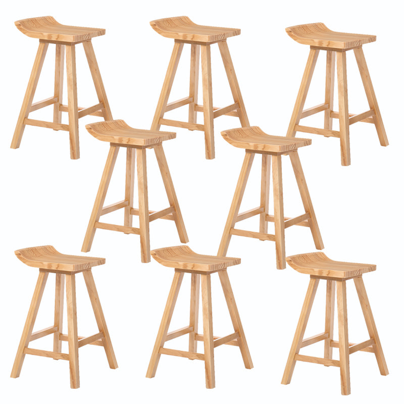 Indoor Modern Footrest Bar Stool Solid Wood Bar & Counter Stool in Natural 8 Piece Set Counter Stool(26"H) Clearhalo 'Bar Furniture' 'Bar Stools' 'bar_stools' 'furn' 'furn_bar_stools' 'Furniture' 'Kitchen & Dining Furniture' 6123992
