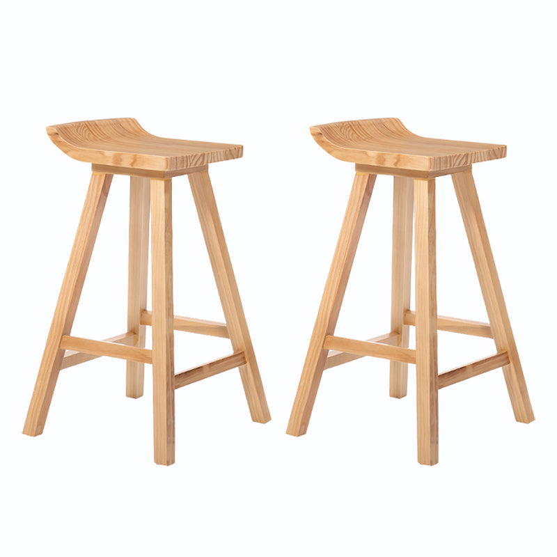 Indoor Modern Footrest Bar Stool Solid Wood Bar & Counter Stool in Natural 2 Piece Set Bar Stool(30"H) Clearhalo 'Bar Furniture' 'Bar Stools' 'bar_stools' 'furn' 'furn_bar_stools' 'Furniture' 'Kitchen & Dining Furniture' 6123993