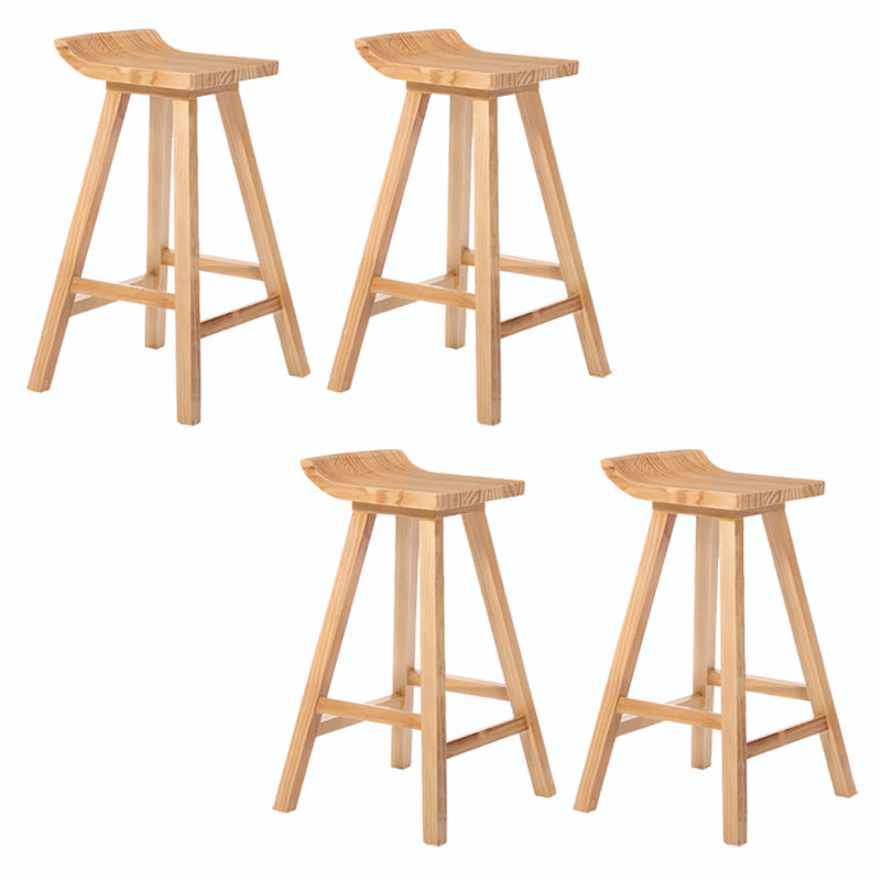 Indoor Modern Footrest Bar Stool Solid Wood Bar & Counter Stool in Natural 4 Piece Set Bar Stool(30"H) Clearhalo 'Bar Furniture' 'Bar Stools' 'bar_stools' 'furn' 'furn_bar_stools' 'Furniture' 'Kitchen & Dining Furniture' 6123994