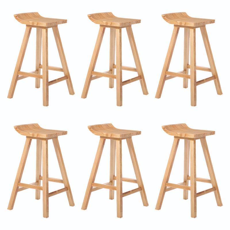 Indoor Modern Footrest Bar Stool Solid Wood Bar & Counter Stool in Natural 6 Piece Set Bar Stool(30"H) Clearhalo 'Bar Furniture' 'Bar Stools' 'bar_stools' 'furn' 'furn_bar_stools' 'Furniture' 'Kitchen & Dining Furniture' 6123995