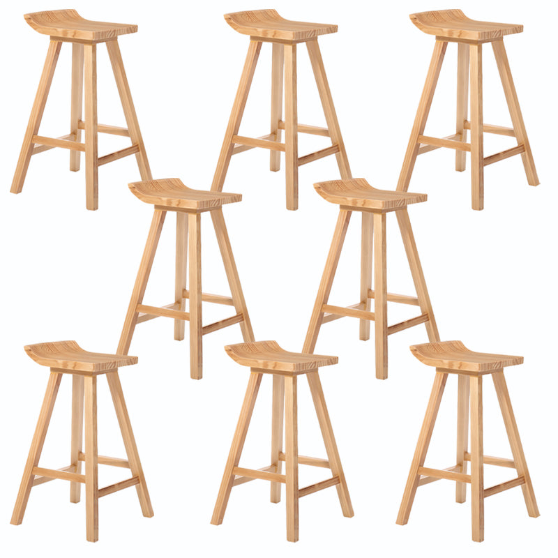 Indoor Modern Footrest Bar Stool Solid Wood Bar & Counter Stool in Natural 8 Piece Set Bar Stool(30"H) Clearhalo 'Bar Furniture' 'Bar Stools' 'bar_stools' 'furn' 'furn_bar_stools' 'Furniture' 'Kitchen & Dining Furniture' 6123996