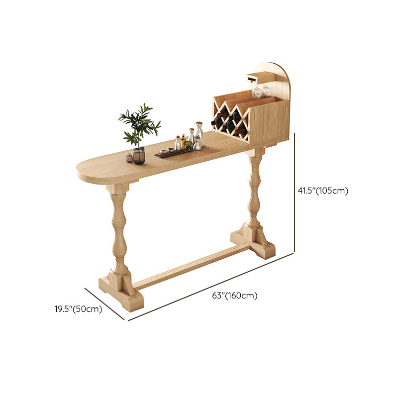 Trestle Base Bar Table Contemporary Solid Wood Bar Dining Table with Wine Rack Clearhalo 'Bar Furniture' 'Bar Tables' 'bar_tables' 'furn' 'furn_bar_tables' 'Furniture' 'Kitchen & Dining Furniture' 6126945
