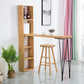 Mesa de bar rectangular, mesa moderna de madera maciza con altura y estantes
