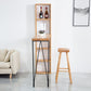 Mesa de bar rectangular, mesa moderna de madera maciza con altura y estantes