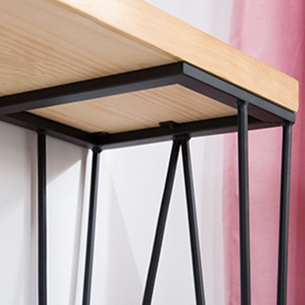 Mesa de bar rectangular, mesa moderna de madera maciza con altura y estantes