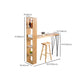 Mesa de bar rectangular, mesa moderna de madera maciza con altura y estantes