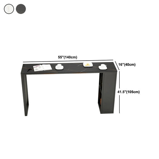 Rectangle Bar Height Pub Table Storage Shelf Sintered Stone Bistro Table