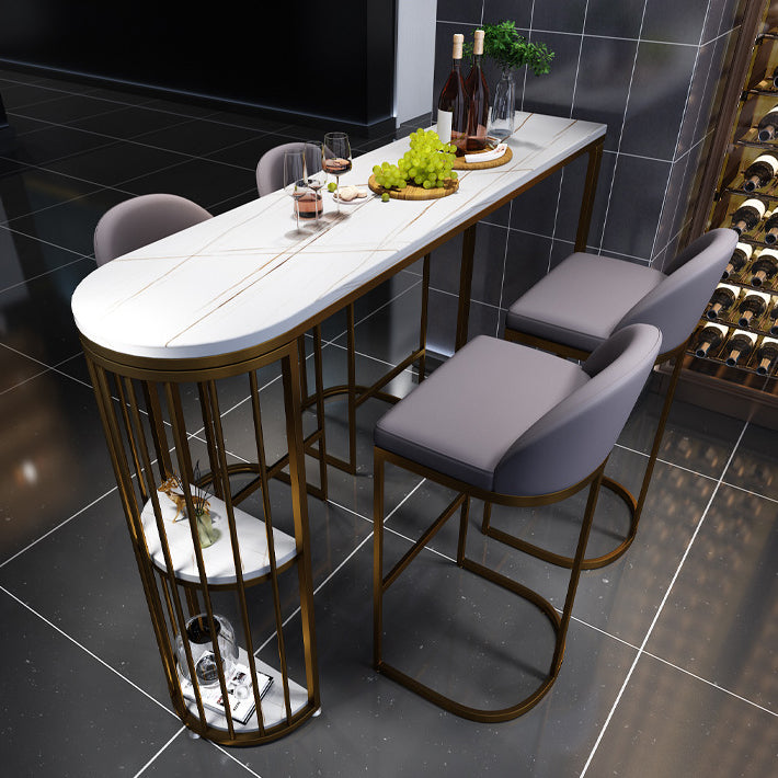 Glam Pub Table Specialty Double Pedestal Bar Table for Indoor and Breakroom