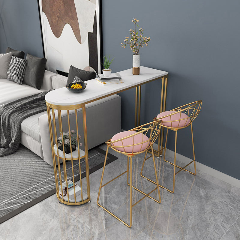 Mesa de pub con pedestal doble Mesa de bar especializada Glam para interior y sala de descanso